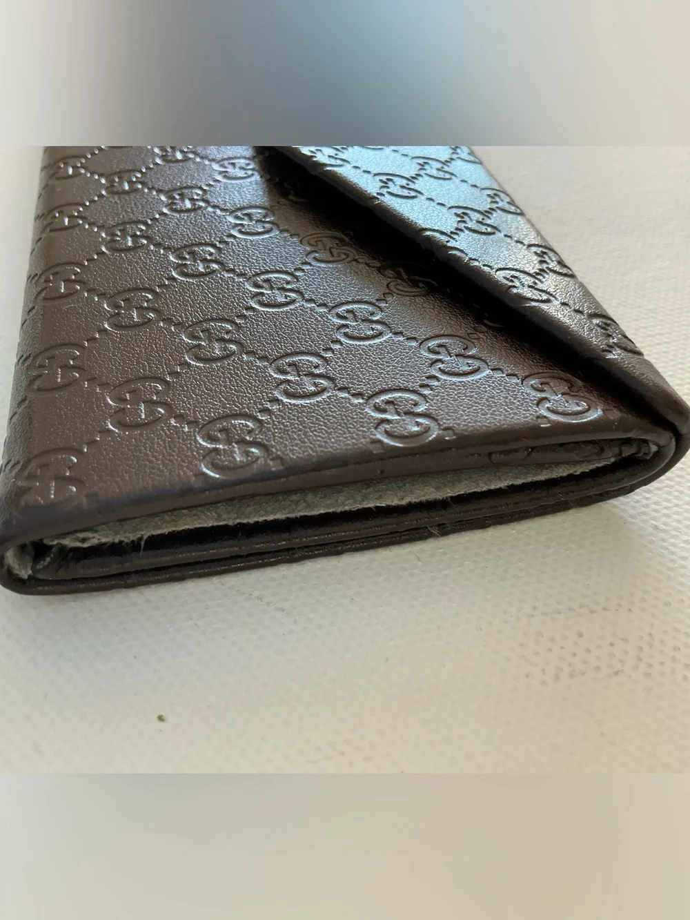 Gucci Brown Micro GG Embossed Folding Eyeglasses Sunglasses Hard Case